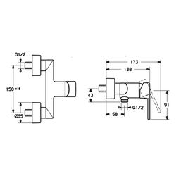 Hansa Ronda Einhebel-Brausebatterie, DN 15, Chrom, 03670173... HANSA-03670173 4015474212770 (Abb. 1)