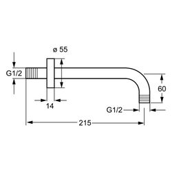 Hansa Jet Brausearm ohne Kopfbrause 0411 Rosette rund G1/2xG1/2 Ausladung 200mm Chrom... HANSA-04110200 4015474269354 (Abb. 1)