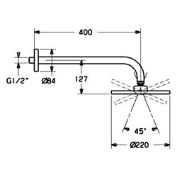 Hansa Jet Kopfbrause 0418 1-strahlig Durchmesser 220mm, G1/2 Ausladung 400mm DN15 Chrom... HANSA-04180100 4015474061521 (Abb. 1)
