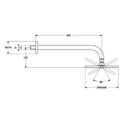 Hansa Viva Kopfbrause 0418 Rosette eckig 1-strahlig 200x200mm, G1/2 Ausladung 400mm... HANSA-04180240 4015474257467 (Abb. 1)