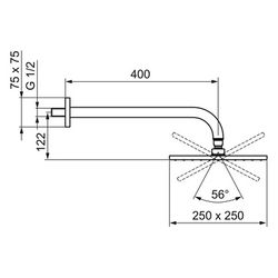 Hansa Viva Kopfbrause, Rosette eckig, 1-strahlig, Ausladung 400mm, DN 15, Chrom, 041803... HANSA-04180340 4015474257474 (Abb. 1)