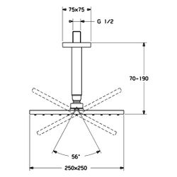 Hansa Viva Kopfbrause, Rosette eckig, 1-strahlig, 250x250mm, DN 15, Chrom, 04190340... HANSA-04190340 4015474257498 (Abb. 1)