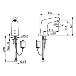 Hansa Medipro Waschtischbatterie, 6V, Kaltwasser, Bluetooth, Ausladung 117mm, DN 15, Ch... HANSA-05672019 4057304005046 (Abb. 1)