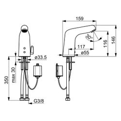Hansa Medipro Waschtischbatterie, 6V, Bluetooth, Ausladung 117mm, DN 15, Chrom, 0567211... HANSA-05672119 4057304005039 (Abb. 1)