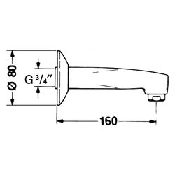 Hansa Auslauf, Länge 160mm, Ausladung 160mm, DN 20, Rosette rund, Chrom, 0598210000... HANSA-059821000050 4015474520226 (Abb. 1)