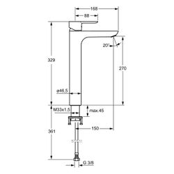 Hansa Ligna Einhebelmischer Waschtischbatterie, Ausladung 150mm, DN 15, Chrom, 06032203... HANSA-06032203 4015474248588 (Abb. 1)