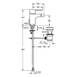 Hansa Ligna Einhebelmischer Bidetbatterie, Zugstangen-Ablaufgarnitur, Ausladung 100mm, ... HANSA-06063203 4015474248090 (Abb. 1)