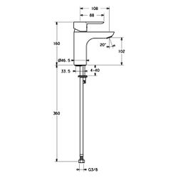 Hansa Ligna Einhebelmischer Waschtischbatterie, Ausladung 108mm, DN 15, Chrom, 06082203... HANSA-06082203 4015474248076 (Abb. 1)