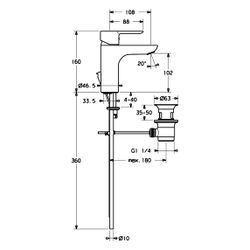 Hansa Ligna Einhebelmischer Waschtischbatterie, Zugstangen-Ablaufgarnitur, Ausladung 10... HANSA-06092103 4015474251908 (Abb. 1)