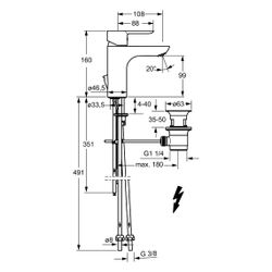 Hansa Ligna Einhebelmischer Waschtischbatterie 0613 Kupferrohr Zugstangenablaufgarnitur... HANSA-06131103 4015474248571 (Abb. 1)