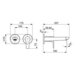 Hansa Ligna Einhebel-Waschtischarmatur Wandmontage, Fertigmontageset, Ausladung 185mm, ... HANSA-06402133 4057304022371 (Abb. 1)