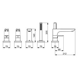 Hansa Ligna Einhebelmischer Fertigmontageset für Wanne/Brause, 1-strahlig, 72mm Ausladu... HANSA-06442473 4057304014529 (Abb. 1)