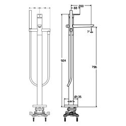 Hansa Ligna Einhebelmischer Badebatterie mit Standrohr, 1-strahlig, Ausladung 200mm, DN... HANSA-06462083 4015474250239 (Abb. 1)