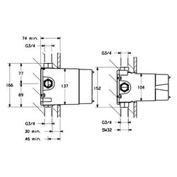 Hansa Vario Unterputz-Rohbauset Bade- und Brausearmatur 0805 DN20... HANSA-08050290 4015474065772 (Abb. 1)