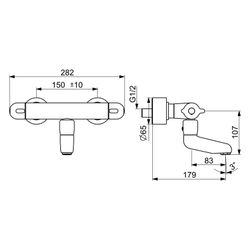 Hansa Medipro Waschtischbatterie, Ausladung 179mm, DN 15, Chrom, 08302281... HANSA-08302281 4057304013393 (Abb. 1)