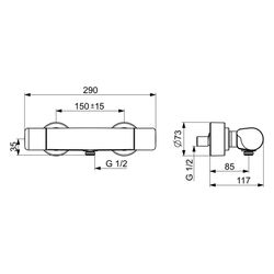 Hansa Care Brausebatterie, Chrom, 08707100... HANSA-08707100 4057304013447 (Abb. 1)