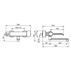Hansa Clinica Waschtischbatterie, Bedienhebel lang, Ausladung 285mm, Chrom, 08805202... HANSA-08805202 4057304013409 (Abb. 1)