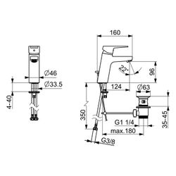 Hansa Twist Einhebel-Waschtischbatterie XL, Zugstangen-Ablaufgarnitur, Ausladung 123mm,... HANSA-09012283 4015474263826 (Abb. 1)