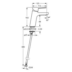 Hansa Twist Einhebel-Waschtischbatterie XL, Ausladung 123mm, DN 15, Chrom, 09022283... HANSA-09022283 4015474263864 (Abb. 1)