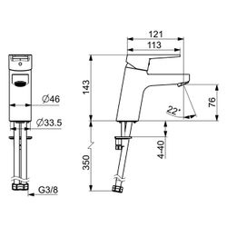 Hansa Twist Einhebel-Waschtischbatterie Eco, Ausladung 121mm, DN 15, Chrom 4,2l/min... HANSA-090522830005 4057304018305 (Abb. 1)