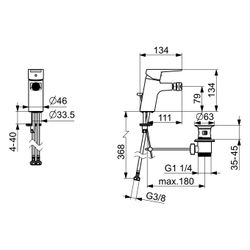 Hansa Twist Einhebel-Bidetbatterie, Zugstangen-Ablaufgarnitur, Ausladung 112mm, DN 15, ... HANSA-09063283 4015474259805 (Abb. 1)