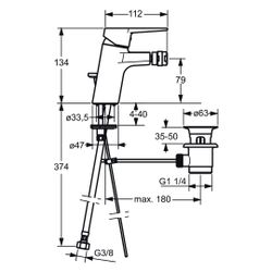 Hansa Twist Einhebelmischer Bidet-Batt 0906 BügelhebelZugstangenablaufgarnitur Ausladun... HANSA-09063285 4015474259812 (Abb. 1)