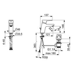 Hansa Twist Einhebel-Waschtischbatterie, Zugstangen-Ablaufgarnitur, Ausladung 121mm, DN... HANSA-09092283 4015474259768 (Abb. 1)