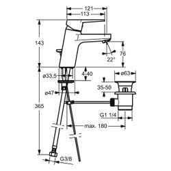 Hansa Twist Einhebelmischer Waschtischbatterie 0909 Bügelhebel Zugstangenablaufgarnitur... HANSA-09092285 4015474259775 (Abb. 1)
