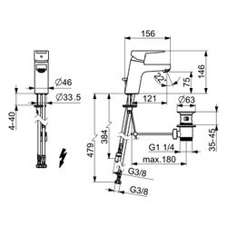 Hansa Twist Einhebel-Waschtischbatterie, Kupferrohr Zugstangen-Ablaufgarnitur, Ausladun... HANSA-09131183 4015474259829 (Abb. 1)