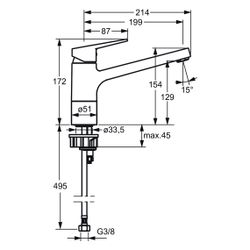 Hansa Twist Einhebel-Küchenarmatur, Ausladung 199mm, DN 15, Matt-Schwarz, 0914228333... HANSA-0914228333 4057304014406 (Abb. 1)