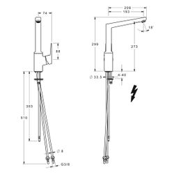 Hansa Twist Einhebel-Küchenarmatur, Niederdruck, Kupferrohr Ausladung 193mm, DN 15, Chr... HANSA-09221103 4015474274860 (Abb. 1)
