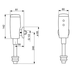 Hansa Electra Urinalsteuerung, 6V, Bluetooth, Ausladung 81mm, gerade, DN 15, Chrom, 094... HANSA-09440179 4057304014017 (Abb. 1)