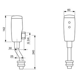 Hansa Electra Urinalsteuerung, 6V, Bluetooth, Ausladung 81mm, gebogen, DN 15, Chrom, 09... HANSA-09440189 4057304014024 (Abb. 1)