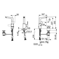 Hansa Twist Einhebel-Waschtischbatterie, Zugstangen-Ablaufgarnitur, Ausladung 130mm, DN... HANSA-09542203 4015474274747 (Abb. 1)