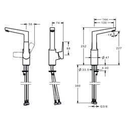 Hansa Twist Einhebel-Waschtischbatterie, Ausladung 130mm, DN 15, Chrom, 09552203... HANSA-09552203 4015474274785 (Abb. 1)