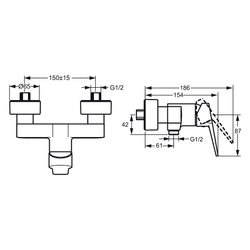 Hansa Twist Einhebel-Brausebatterie, DN 15, Chrom, 09670183... HANSA-09670183 4015474259874 (Abb. 1)