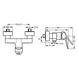 Hansa Twist Einhebelmischer Brausebatterie 0967 Bügelhebel DN15 Chrom... HANSA-09670185 4015474259867 (Abb. 1)