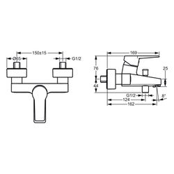 Hansa Twist Einhebel-Wannenfüll- und Brausebatterie, Ausladung 162mm, DN 15, Matt-Sch... HANSA-0974218333 4057304014345 (Abb. 1)