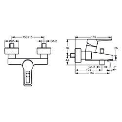 Hansa Twist Einhebelmischer Wannenfüll- und Brausebatterie 0974 Bügelhebel Ausladung 16... HANSA-09742185 4015474259843 (Abb. 1)