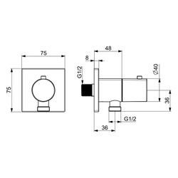 Hansa Wandanschlussbogen, DN 15, G 1/2", Rosette eckig, Chrom, 290046... HANSA-290046 6414150108563 (Abb. 1)