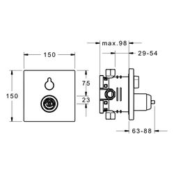 Hansa Varox Pro Fertigmontageset für Wanne/Brause, Rosette eckig, Chrom, 40529073... HANSA-40529073 4015474274686 (Abb. 1)
