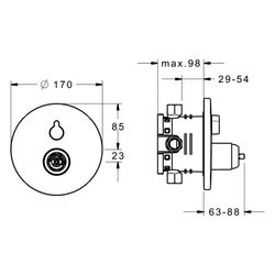 Hansa Varox Pro Fertigmontageset für Wanne/Brause, Rosette rund, Chrom, 40529083... HANSA-40529083 4015474274679 (Abb. 1)