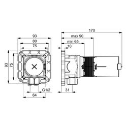 Hansa Matrix Unterputz-Einbaukörper für Brausestangenset, DN 15, 44040100... HANSA-44040100 4015470030385 (Abb. 1)