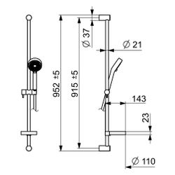 Hansa Viva Wandstangengarnitur 4415 1-strahlig Chrom... HANSA-44150110 4015474238800 (Abb. 1)