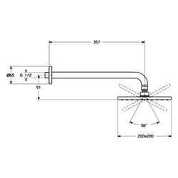 Hansa Viva Kopfbrause, 1-strahlig, 200x200mm, Ausladung 357mm, DN 15, Chrom, 44260240... HANSA-44260240 4015474257429 (Abb. 1)
