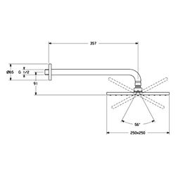 Hansa Viva Kopfbrause 4426 1-strahlig 250x250mm Ausladung 357mm DN15 Chrom... HANSA-44260340 4015474257436 (Abb. 1)
