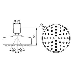 Hansa Medijet Kopfbrause, 1-strahlig, Durchmesser 95mm, DN 15, Chrom, 44290180... HANSA-44290180 4057304018572 (Abb. 1)
