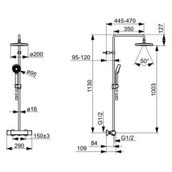 Hansa Micra Regenbrause-Duscharmatur, 3-strahlig, Ausladung 445-470mm, DN 15, Matt-Sc... HANSA-4435013033 4057304015861 (Abb. 1)
