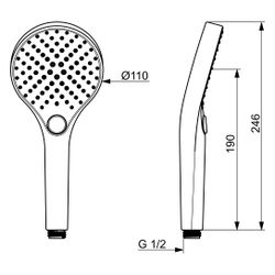 Hansa Viva Handbrause 3-strahlig, 110mm, Chrom, mit Anti-Kalk-Technik, 44350300... HANSA-44350300 4057304017957 (Abb. 1)