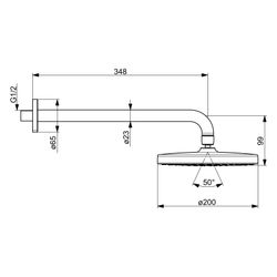 Hansa BasicJet Kopfbrause, 1-strahlig, Durchmesser 200mm, Ausladung 348mm, DN 15, Mat... HANSA-4436010033 4057304015670 (Abb. 1)
